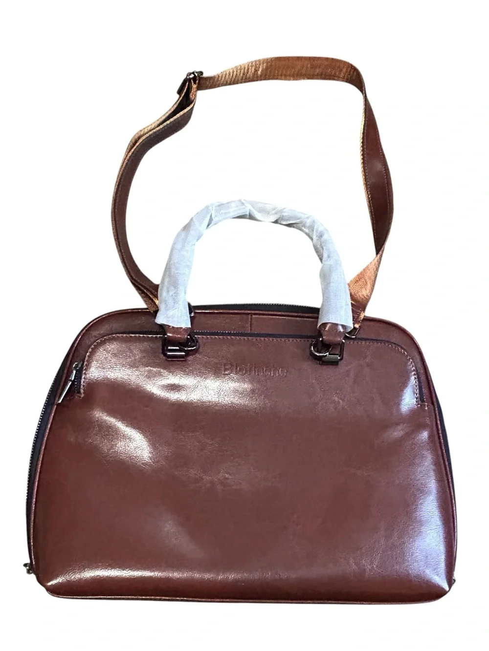 NWT Blofinche Brown Leather Laptop Messenger Bag